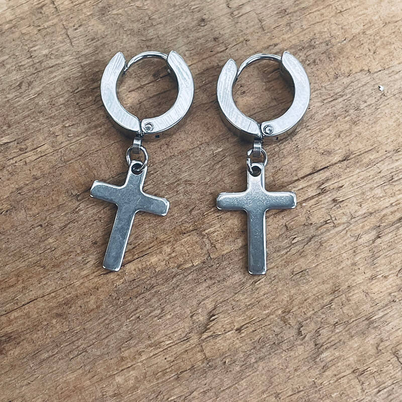 Geometric Hoop Earrings in Stainless Steel