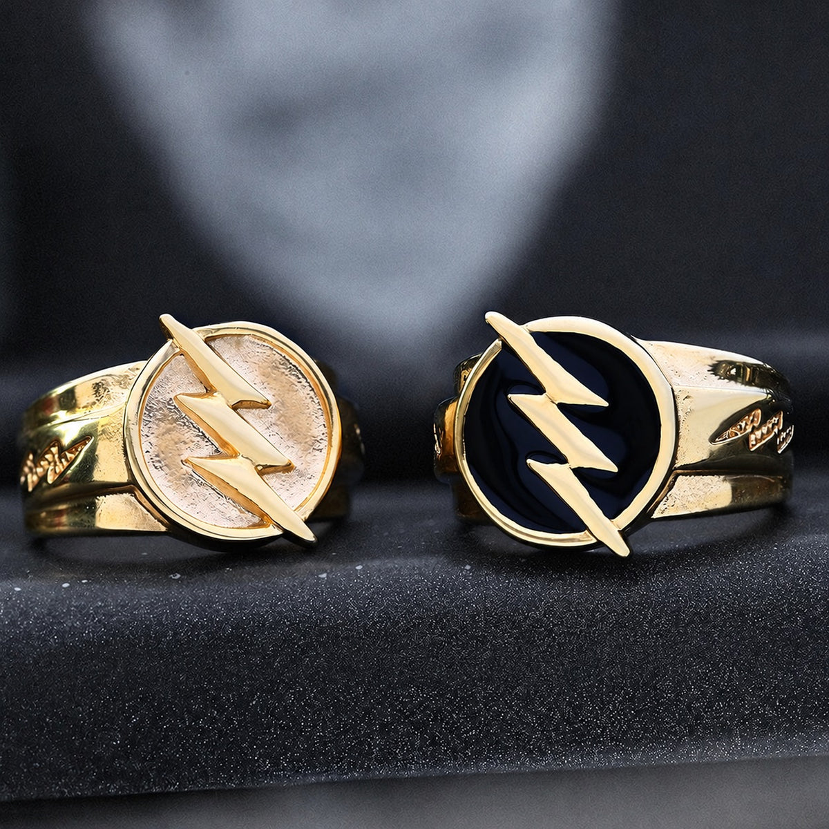Gold Lightning Ring in Stainless Steel