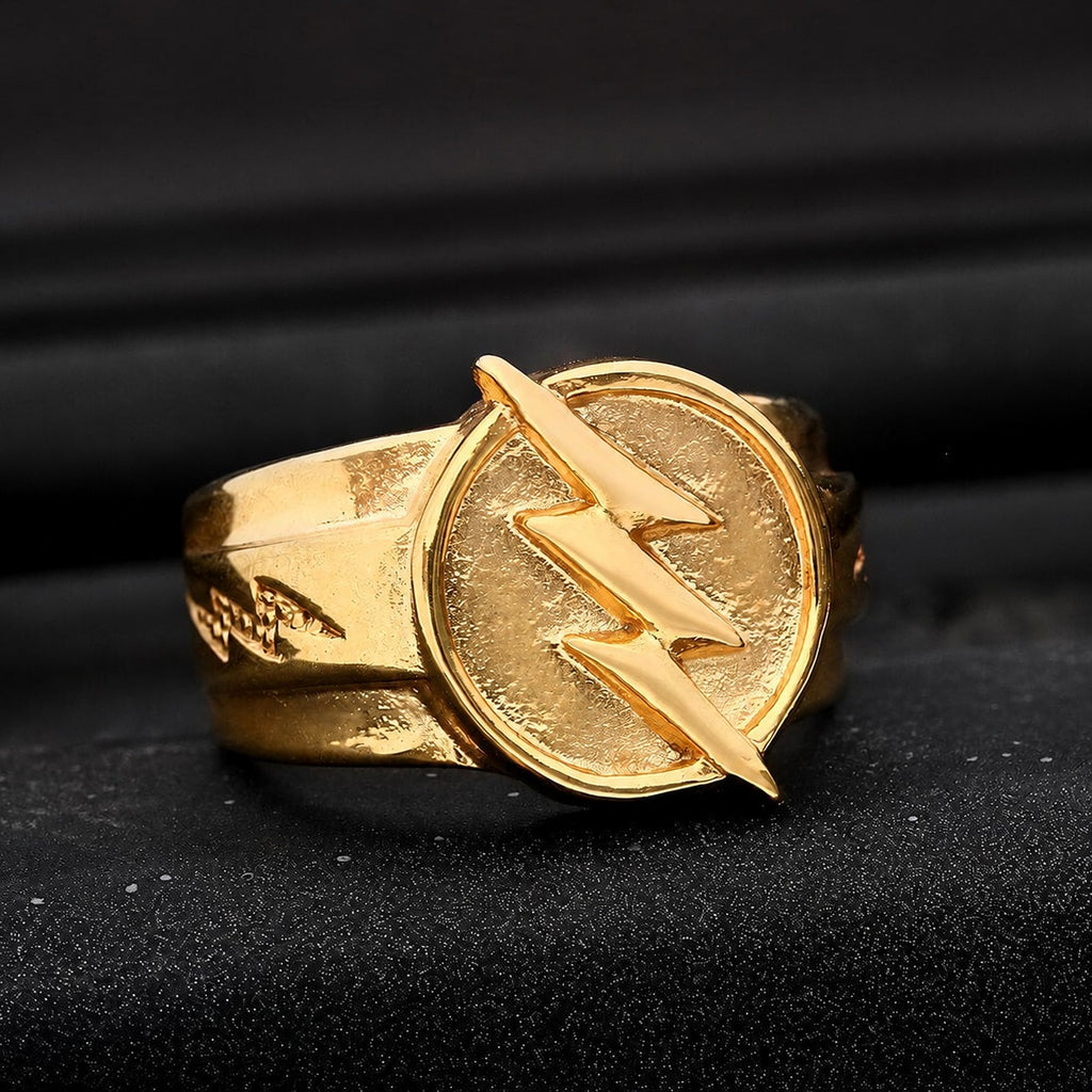 Gold Lightning Ring in Stainless Steel