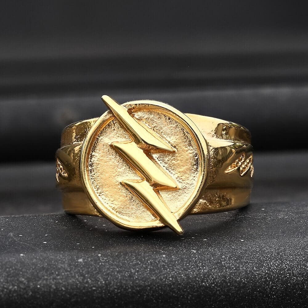 Gold Lightning Ring in Stainless Steel