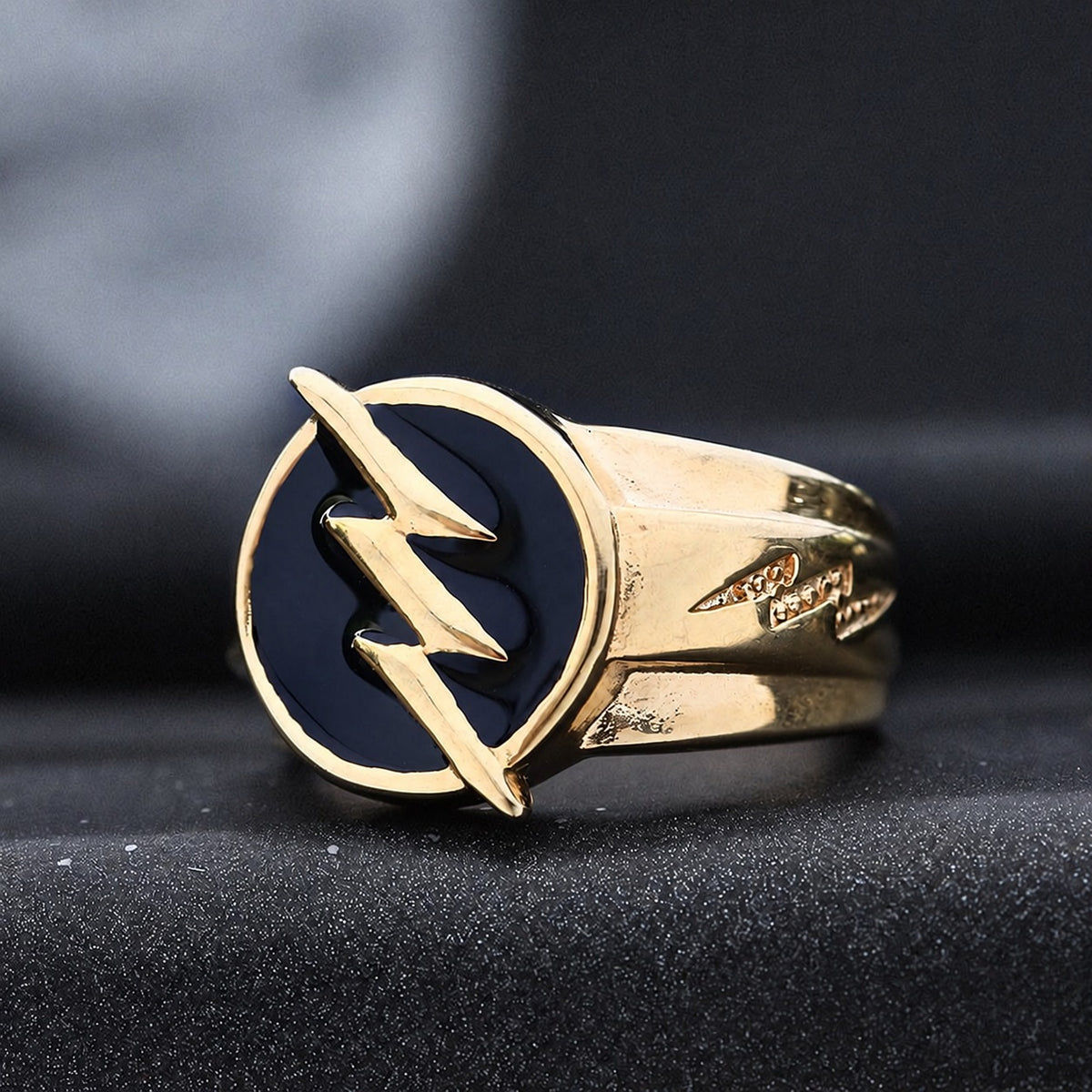 Gold Lightning Ring in Stainless Steel