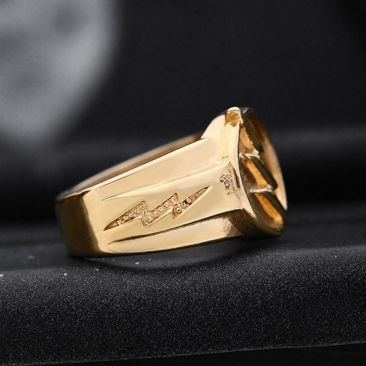 Gold Lightning Ring in Stainless Steel