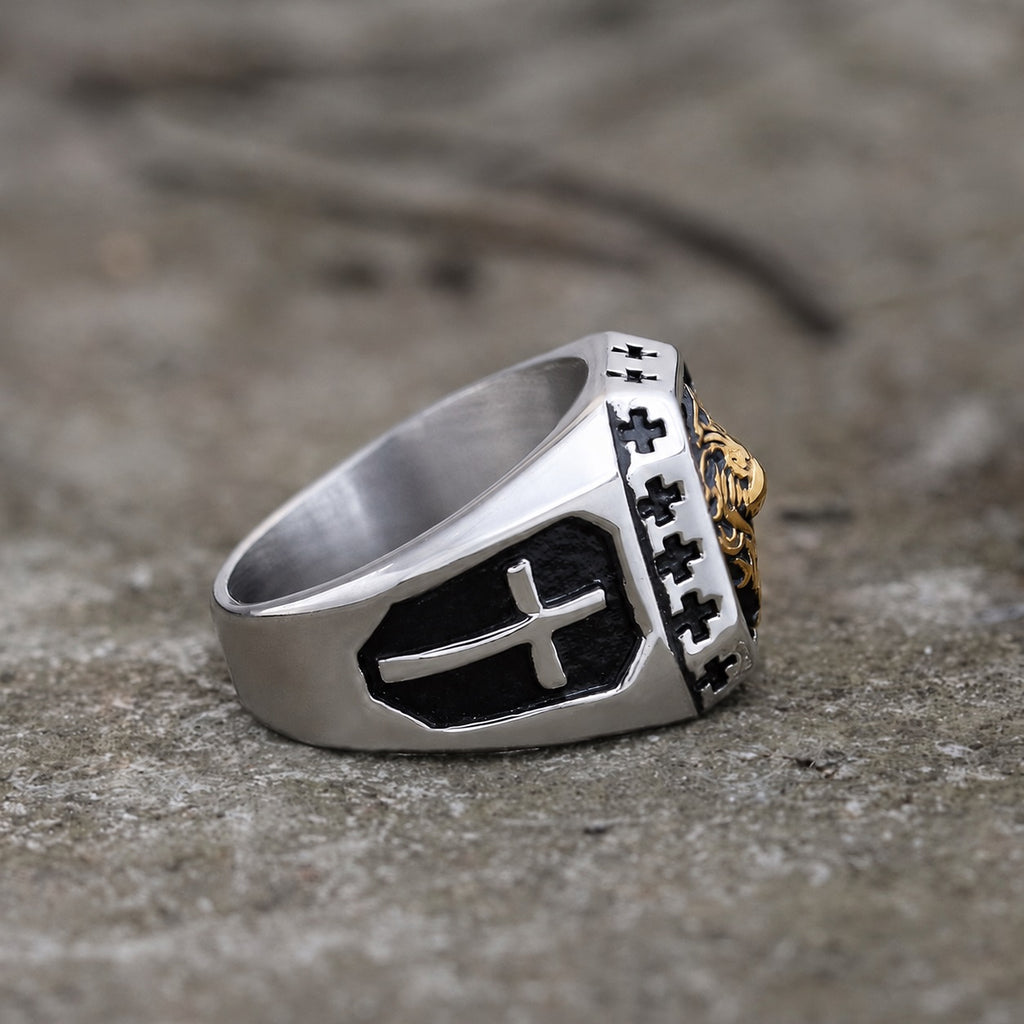 Golden Lion Beast Ring in Stainless Steel