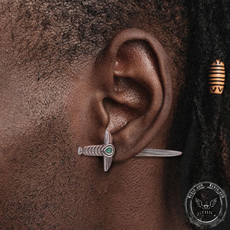 Goth Sword Design Earrings in Stainless Steel