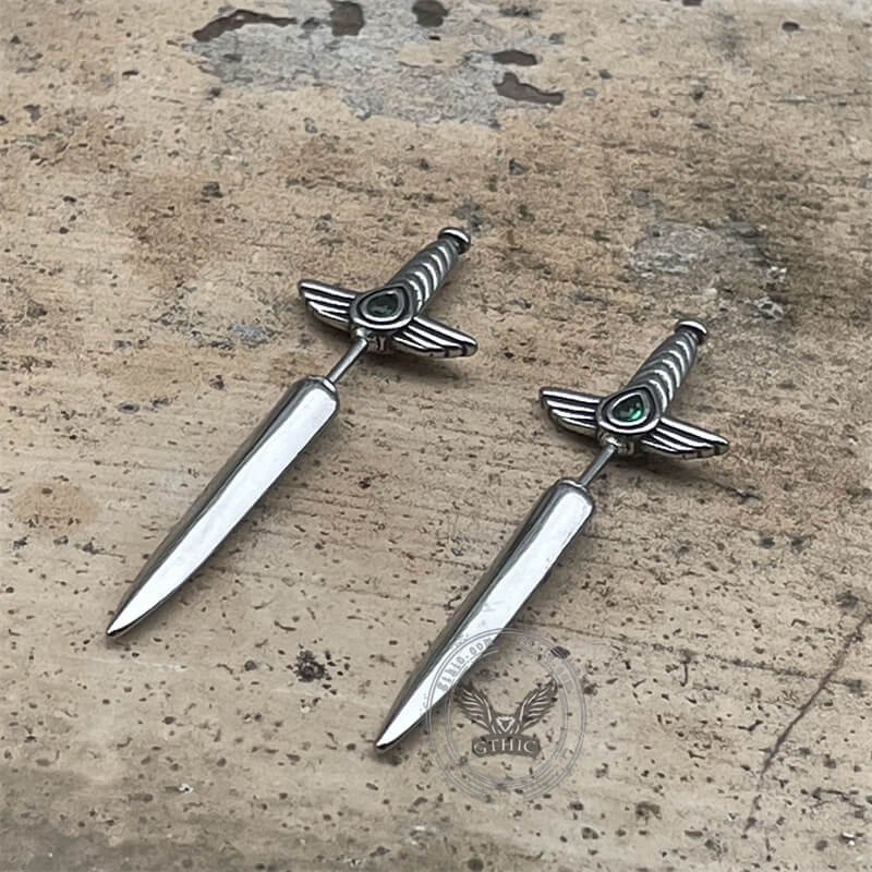 Goth Sword Design Earrings in Stainless Steel