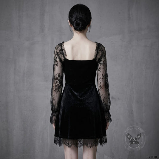 Gothic A Line Polyester Mini Dress