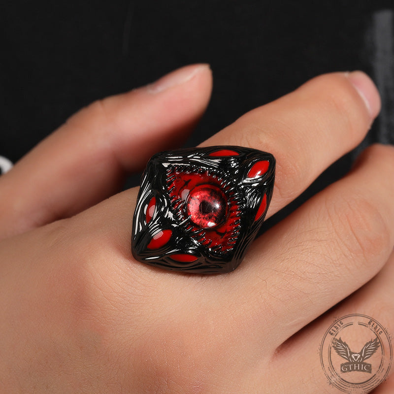 Gothic Alien Eye Ring in Brass