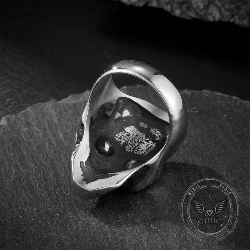Gothic American Flag Skull Domineering Stainless Steel Ring