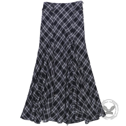 Gothic Black And White Checkered Irregular Skirt