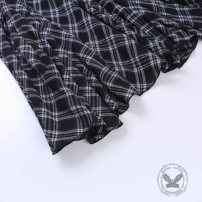 Gothic Black And White Checkered Irregular Skirt