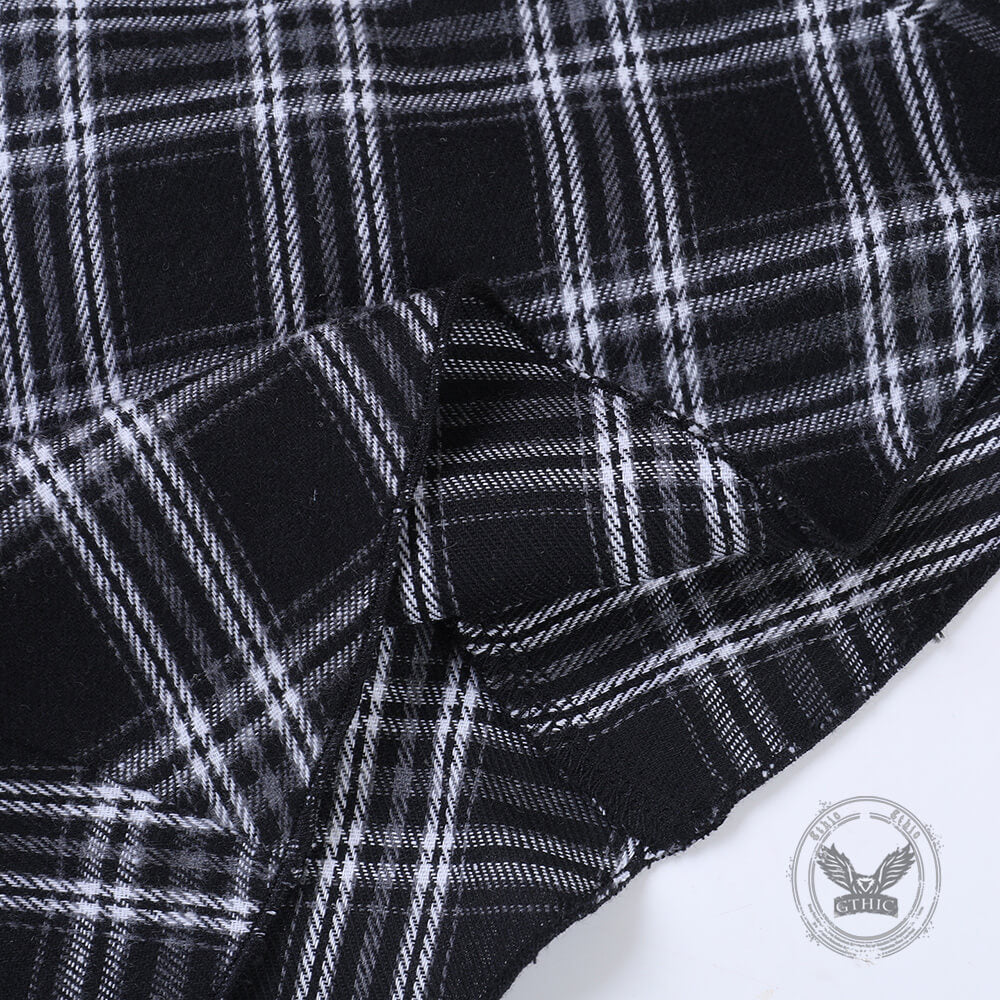 Gothic Black And White Checkered Irregular Skirt