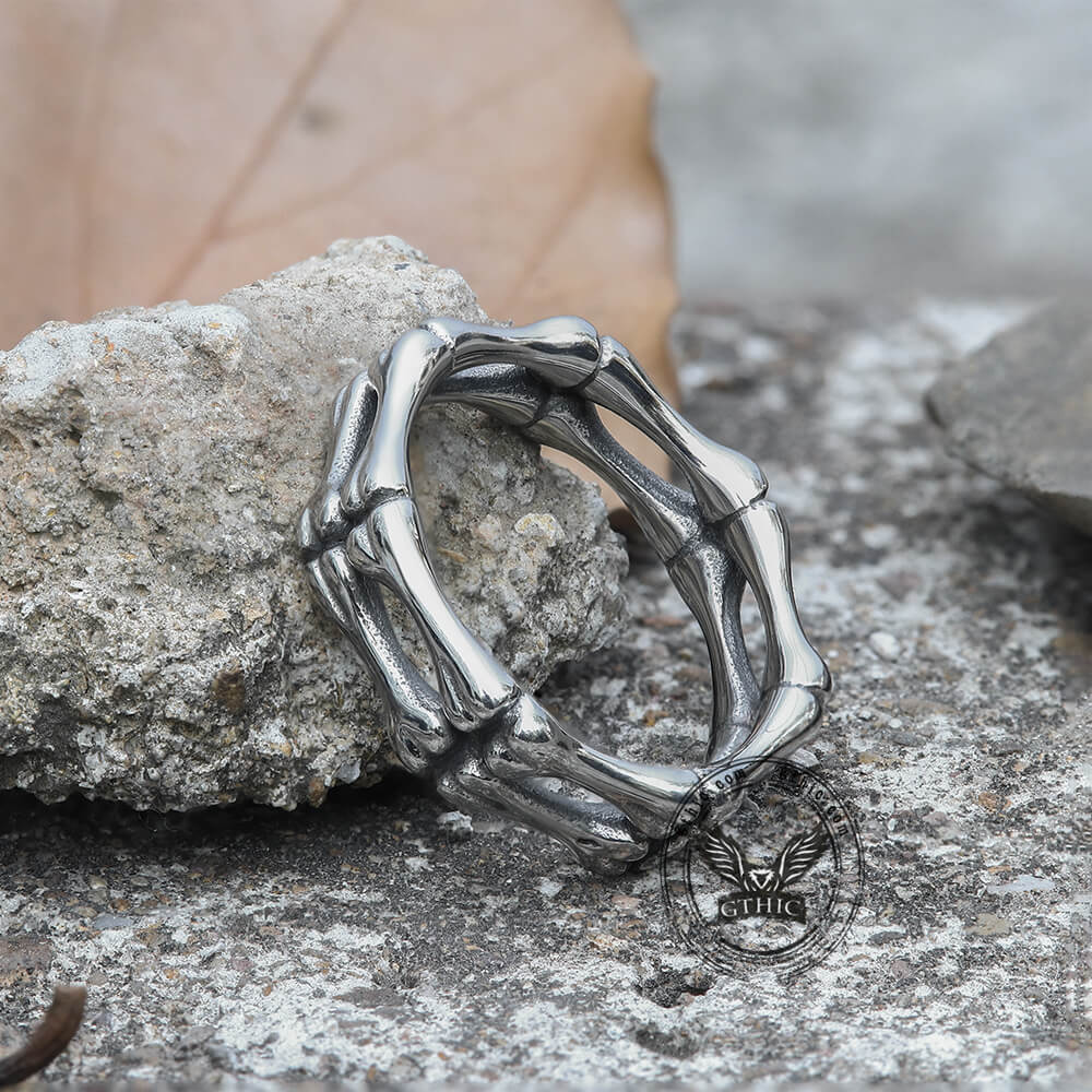 Gothic Bone Stainless Steel Skull Ring