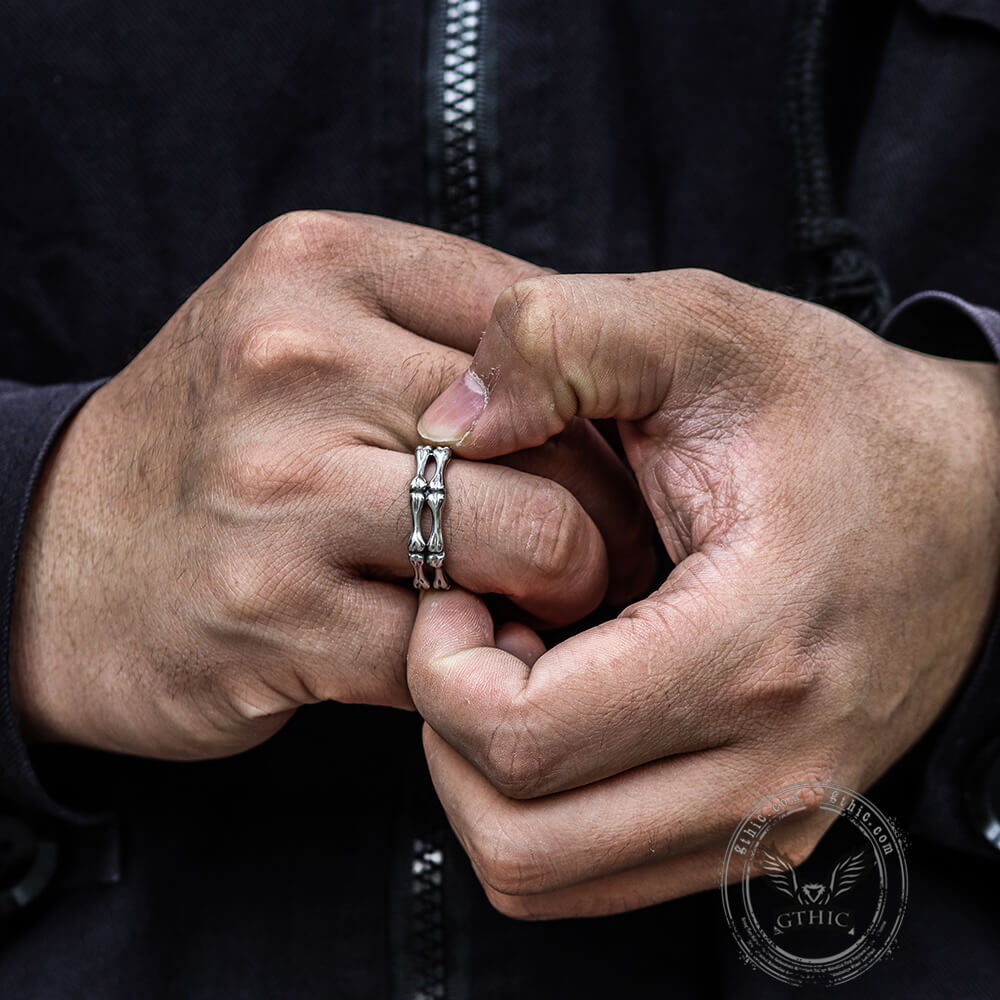 Gothic Bone Stainless Steel Skull Ring