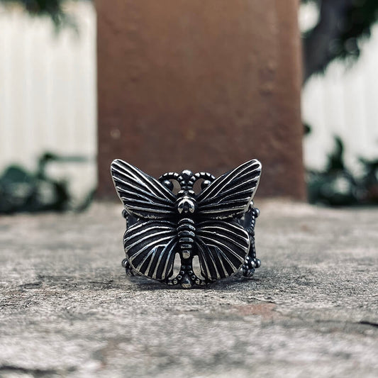 Gothic Butterfly Animal Ring in Stainless Steel