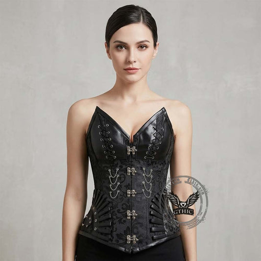 Gothic Chain Design Jacquard Steel Bone Corset