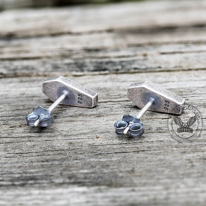 Gothic Coffin Cross Stud Earring in Sterling Silver