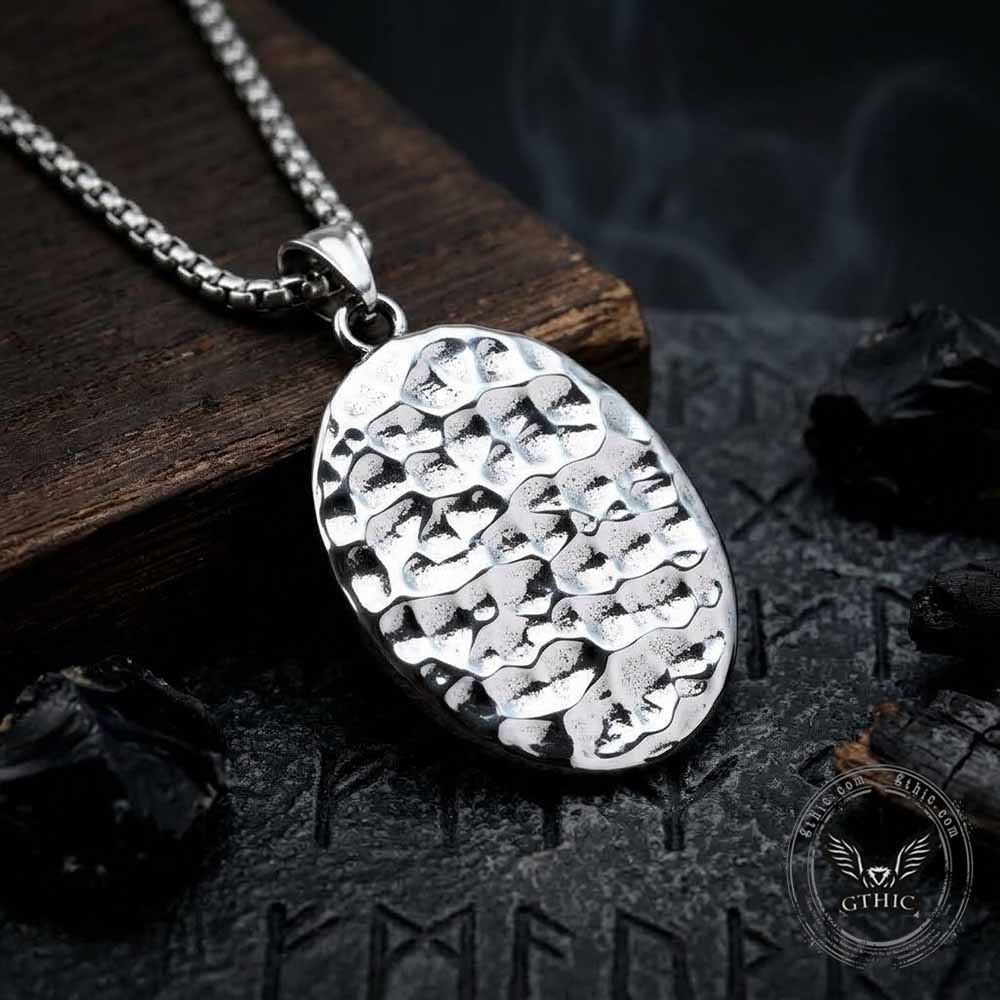 Gothic Crown Skull Stainless Steel Oval Pendant