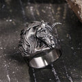 Gothic Dark Style Unicorn Ring in Stainless Steel