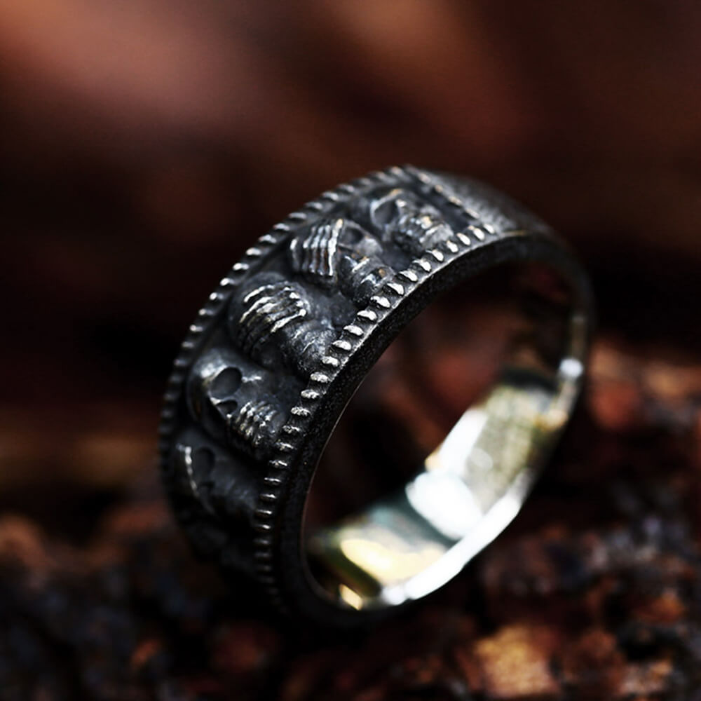 Gothic Distressed Skull Stainless Steel Ring