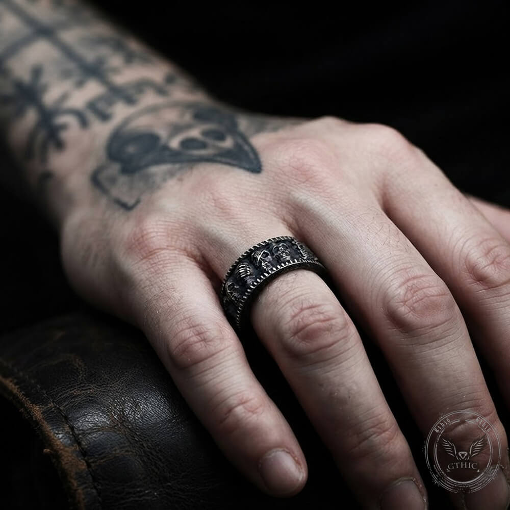 Gothic Distressed Skull Stainless Steel Ring