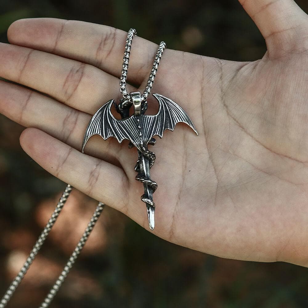 Gothic Dragon Pendant in Stainless Steel