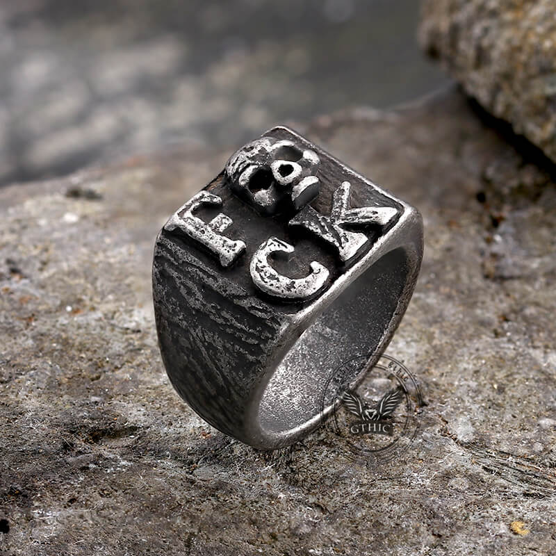 Gothic English Letter Skull Stainless Steel Ring