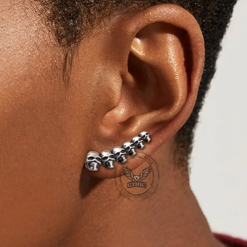 Gothic Evil Skull Design Earrings in Stainless Steel