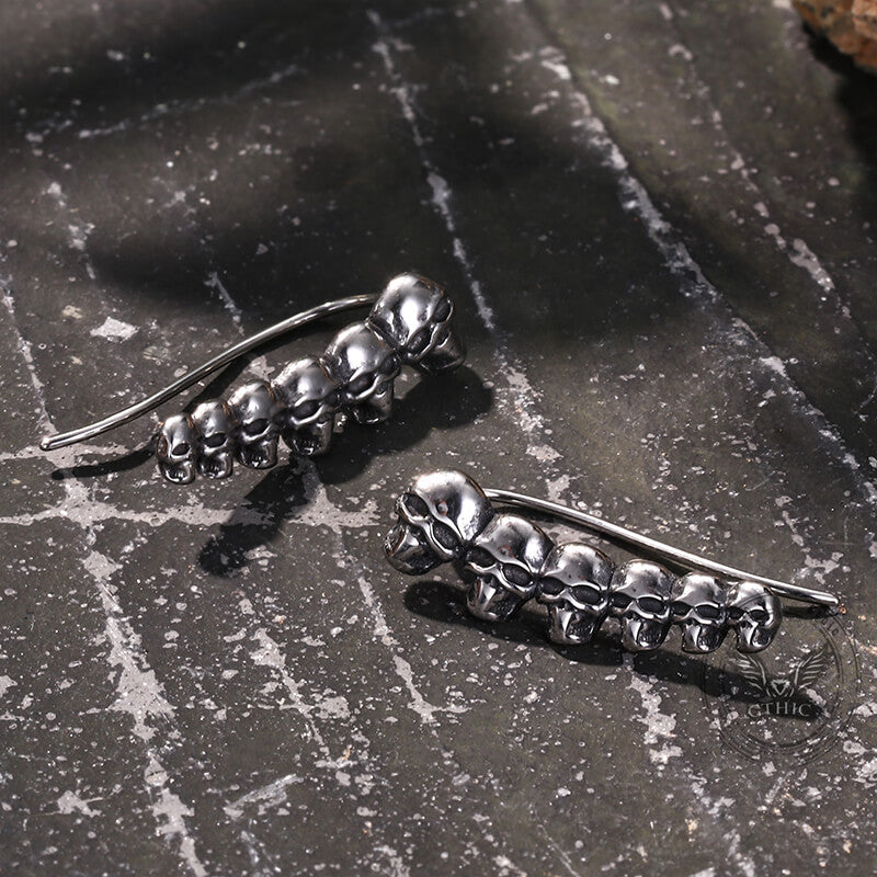 Gothic Evil Skull Design Earrings in Stainless Steel