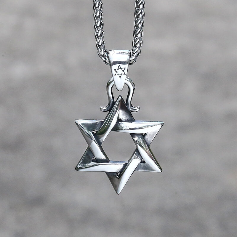 Gothic Gem-set Star Of David Pendant in Stainless Steel