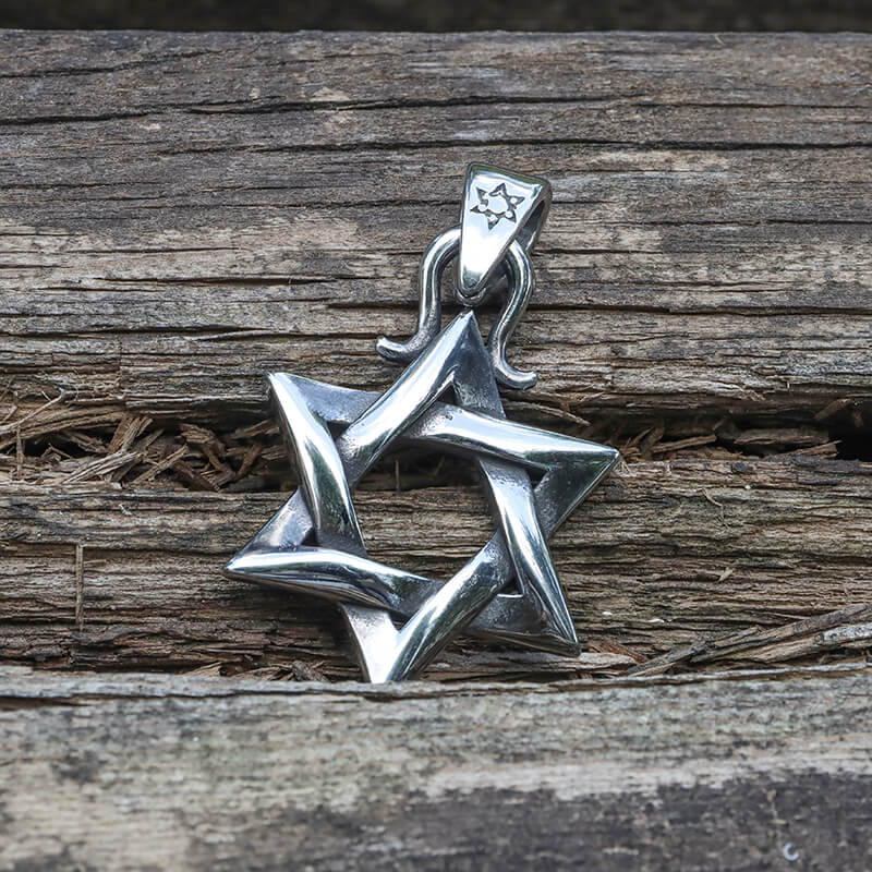 Gothic Gem-set Star Of David Pendant in Stainless Steel