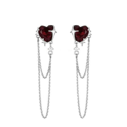 Gothic Heart Tassel Zircon Stud Earrings in Copper