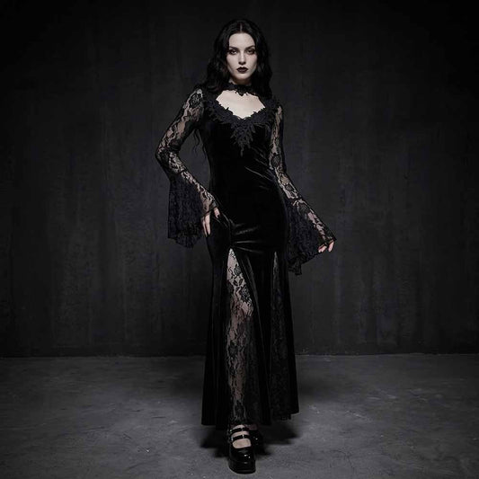 Gothic Lace Mermaid Polyester Long Sleeve Dress