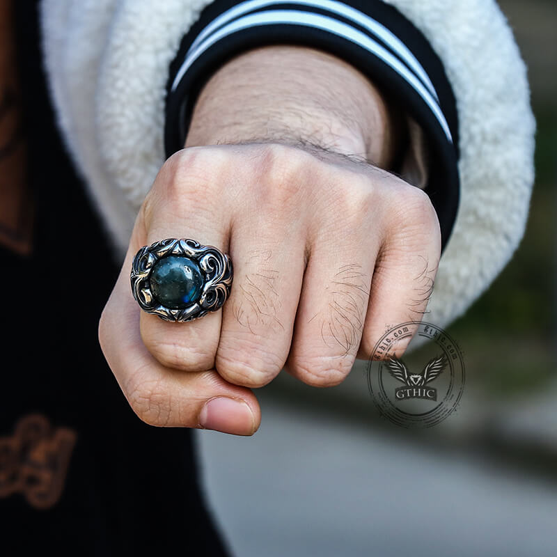 Gothic Moonstone Ring in Stainless Steel