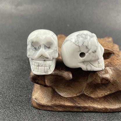 Gothic Natural Crystal Stone Skull Beaded Figurine