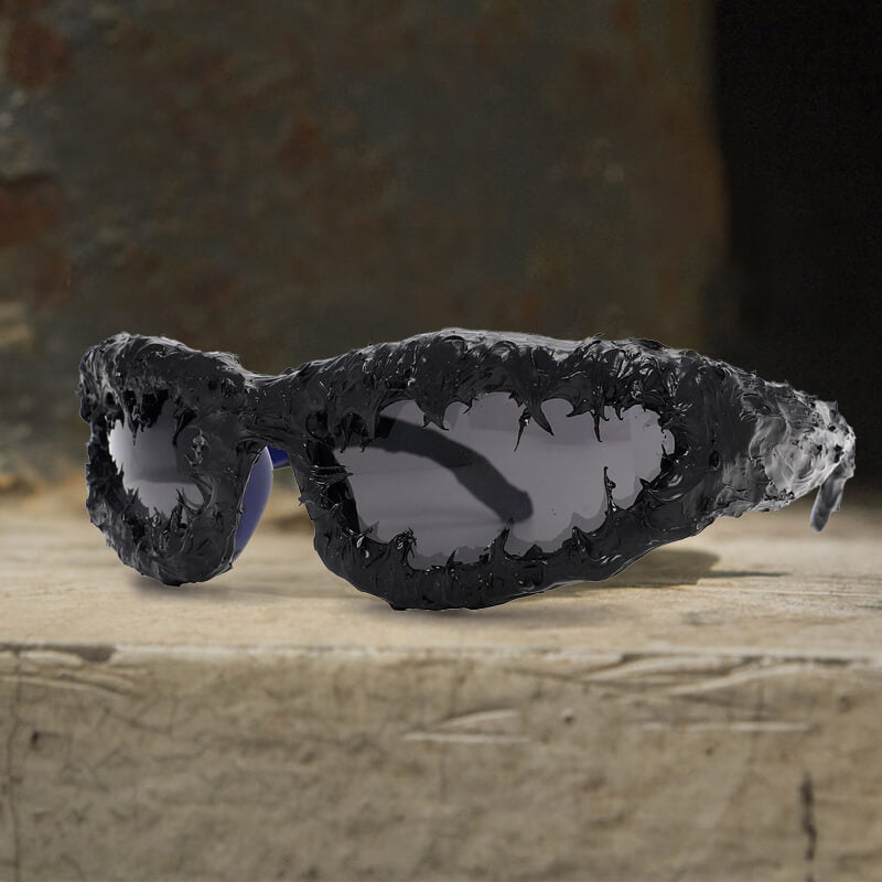 Gothic Personality Drip Glue Brushed Polarized PC Sunglasses
