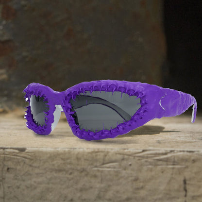 Gothic Personality Drip Glue Brushed Polarized PC Sunglasses