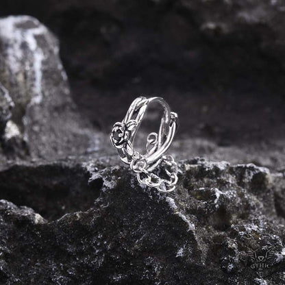 Gothic Rose Chain Zircon Stud Earrings in Stainless Steel