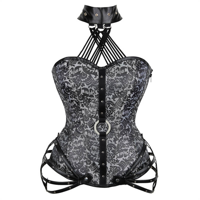 Gothic Side Zipper Halter Top Corset