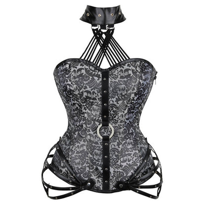 Gothic Side Zipper Halter Top Corset