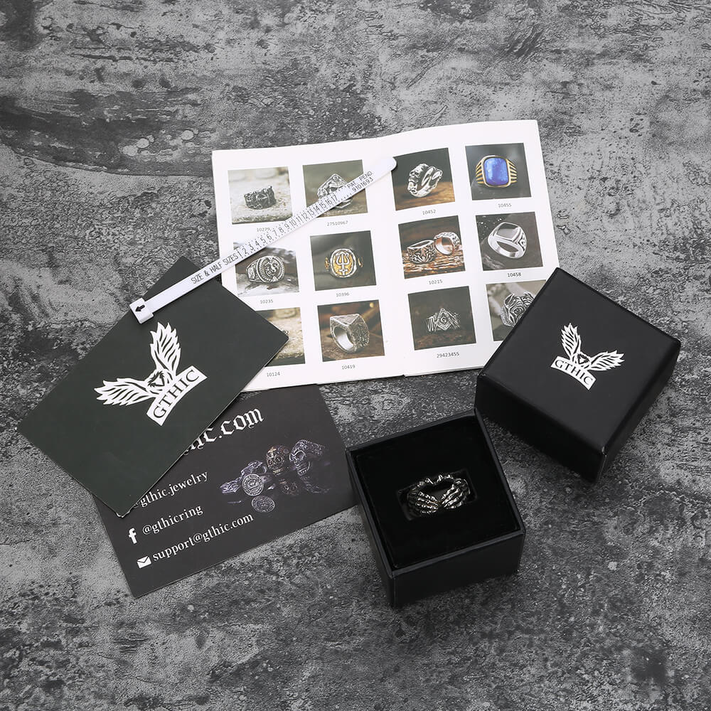 Gothic Skull Hand Heart Shaped Stainless Steel Ring