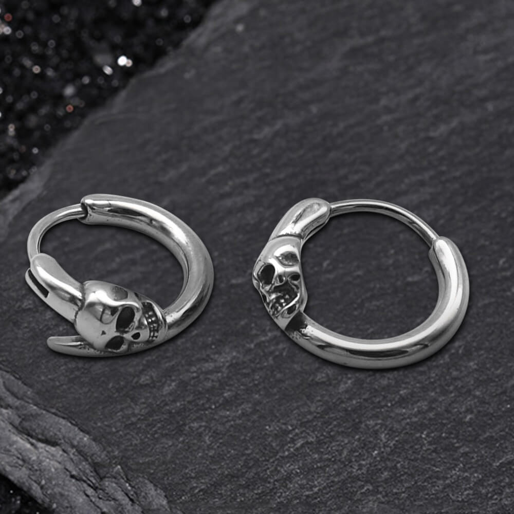 Gothic Skull Earrings in Stainless Steel