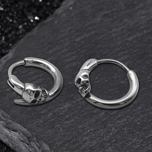 Gothic Skull Earrings in Stainless Steel