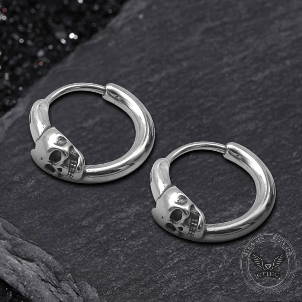 Gothic Skull Earrings in Stainless Steel