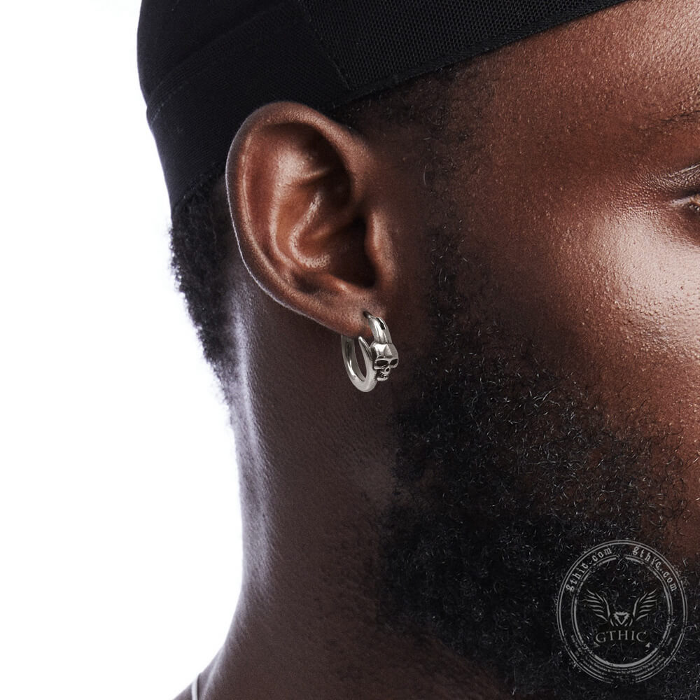 Gothic Skull Earrings in Stainless Steel