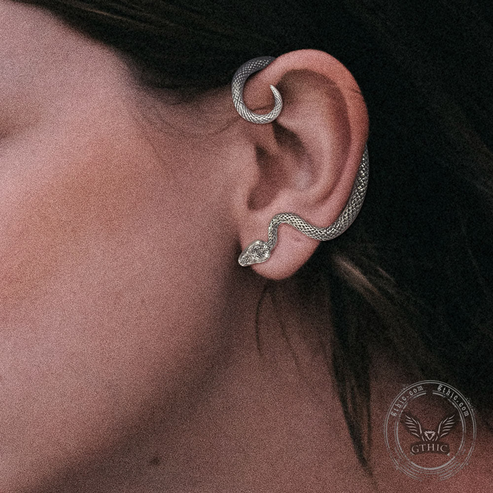 Gothic Snake Stud Earrings in Stainless Steel