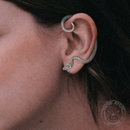 Gothic Snake Stud Earrings in Stainless Steel