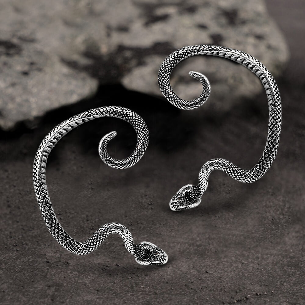 Gothic Snake Stud Earrings in Stainless Steel