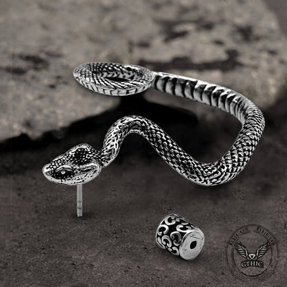 Gothic Snake Stud Earrings in Stainless Steel