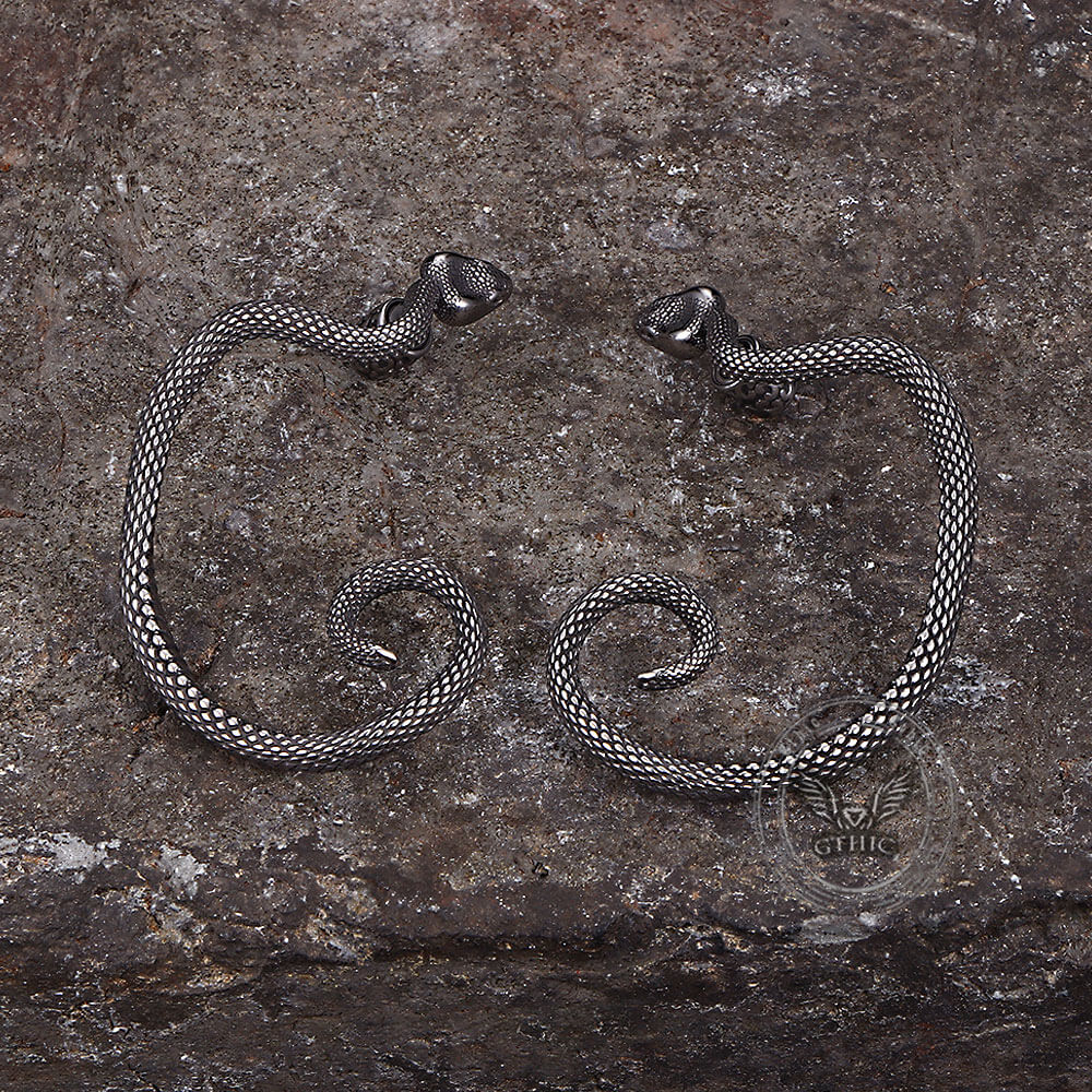 Gothic Snake Stud Earrings in Stainless Steel