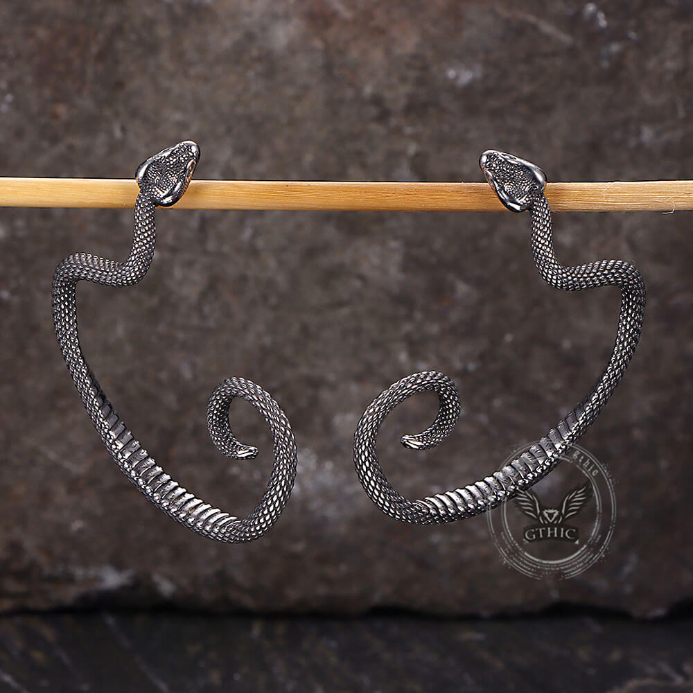 Gothic Snake Stud Earrings in Stainless Steel